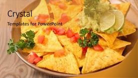  Presentation with nachos - Colorful PPT layouts enhanced with nachos with guacamole backdrop and a gold colored foreground