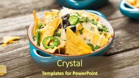  Presentation with salsa guacamole - Colorful PPT layouts enhanced with nachos with melted cheese and salsa guacamole and cheese dips backdrop and a tawny brown colored foreground