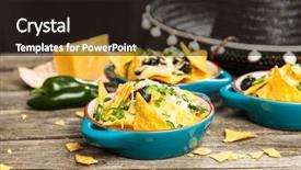  Presentation with salsa guacamole - Presentation consisting of melted cheese and salsa guacamole background and a wine colored foreground