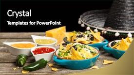  Presentation with salsa guacamole - Slide set having melted cheese and salsa guacamole background and a black colored foreground