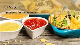  Presentation with salsa guacamole - Cool new slide set with nachos with melted cheese and salsa guacamole and cheese dips backdrop and a yellow colored foreground