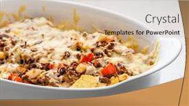  Presentation with nachos - Slide deck with nachos-with-minced-beef-red background and a coral colored foreground