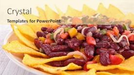  Presentation with nachos - Audience pleasing theme consisting of mexican restaurant - nachos with vegetables backdrop and a blonde colored foreground