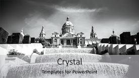  Presentation with logo barcelona - PPT theme enhanced with nacional situated in montjuic barcelona background and a light gray colored foreground