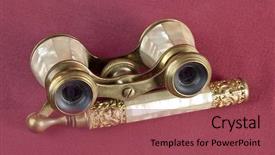  Presentation with paint brush brash and red - Amazing PPT theme having nacre and brass opera glasses backdrop and a violet colored foreground