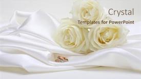  Presentation with flower wedding - Presentation theme featuring nacre-wave-fabric-silk background and a soft green colored foreground