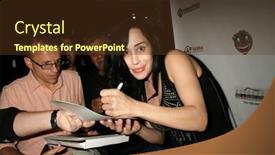  Presentation with celebrity - Beautiful presentation theme featuring nadya-suleman-at-drinkinganddriving-org backdrop and a tawny brown colored foreground