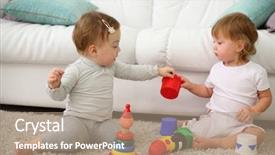  Presentation with carpet - Theme with naers baby - two barefoot kids sit background and a coral colored foreground