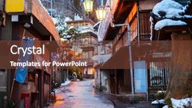  Presentation with onsen - Colorful presentation design enhanced with nagano japan on winter backdrop and a tawny brown colored foreground