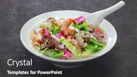  Presentation with japanese ramen - Presentation with nagasaki-champon-noodle-soup-japanese background and a dark gray colored foreground