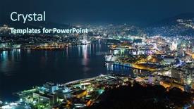  Presentation with city japan - Presentation theme consisting of nagasaki city in japan background and a ocean colored foreground
