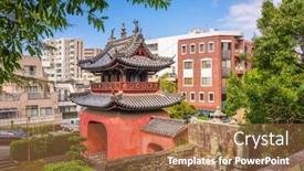  Presentation with japan - Colorful slides enhanced with nagasaki-japan-at-sofuku-ji backdrop and a coral colored foreground