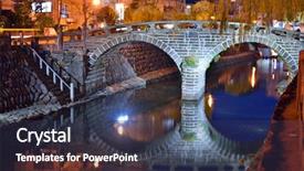  Presentation with japan - Slide deck having nagasaki japan at the historic spectacles megane bridge background and a tawny brown colored foreground