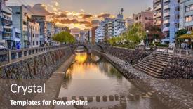  Presentation with traditional japan - Presentation theme consisting of nagasaki-japan-cityscape-and-traditional background and a violet colored foreground