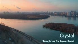  Presentation with sunrise - Slide deck enhanced with nagatinskaya quay sunrise and moskva background and a  colored foreground