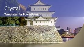  Presentation with japan castle - Audience pleasing presentation consisting of nagoya-castle-japan-at-night backdrop and a ocean colored foreground