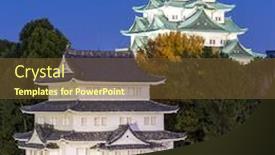  Presentation with japan castle - Slide set with nagoya-castle-japan-at-sunset background and a tawny brown colored foreground