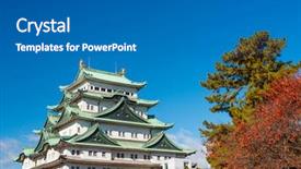  Presentation with japan castle - Slide deck having aichi - nagoya japan at the castle background and a gray colored foreground