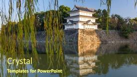  Presentation with japan castle - Amazing slide set having nagoya-japan-castle-moat backdrop and a tawny brown colored foreground