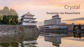  Presentation with japan castle - Audience pleasing presentation design consisting of nagoya-japan-castle-moat backdrop and a lemonade colored foreground