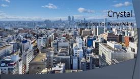  Presentation with japan - Amazing presentation theme having nagoya japan cityscape backdrop and a teal colored foreground