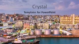  Presentation with industrial - PPT theme enhanced with naha-okinawa-japan-industrial-cityscape background and a light blue colored foreground