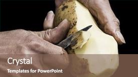  Presentation with black childrens babys hands - Slides with soil nail - man's hands peeling potato background and a violet colored foreground