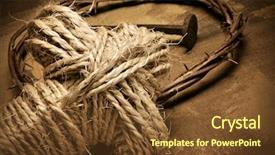  Presentation with jesus christ - Amazing PPT theme having nail and a rope cross backdrop and a tawny brown colored foreground
