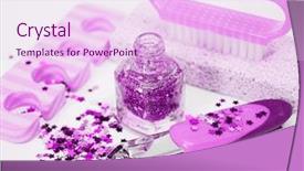  Presentation with nail art - Beautiful theme featuring nail art - pedicure set backdrop and a pink colored foreground