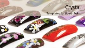  Presentation with nail art - Presentation enhanced with nail art handmade colorful nails background and a soft green colored foreground