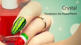  Presentation with nail art - Cool new theme with nail art manicure watermelon style backdrop and a mint green colored foreground