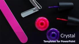  Presentation with nail - Beautiful slide deck featuring nail-clipper-and-nail-polish backdrop and a wine colored foreground