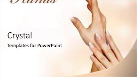  Presentation with manicure - PPT layouts featuring nail design - beautiful female hands manicure concept background and a sky blue colored foreground