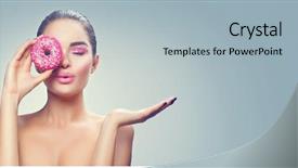  Presentation with girl model - Audience pleasing slides consisting of nail hole - beauty fashion model girl holding backdrop and a light blue colored foreground