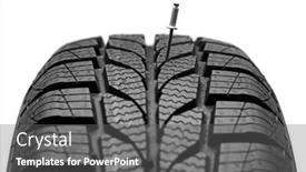  Presentation with tire - Beautiful presentation theme featuring nail-on-a-car-tire backdrop and a gray colored foreground