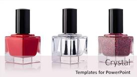  Presentation with nail tech - Audience pleasing PPT theme consisting of nail polish bottle on white background backdrop and a soft green colored foreground