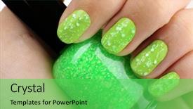  Presentation with nail - Audience pleasing presentation theme consisting of nail polish in hand close backdrop and a seafoam green colored foreground