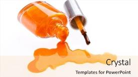  Presentation with nail - Slide deck having nail polish spilled on white background and a blonde colored foreground