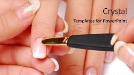  Presentation with nail salon - Colorful PPT layouts enhanced with nail salon - manicure scapula body backdrop and a  colored foreground
