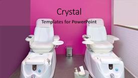  Presentation with nail spa - Slide deck with nail saloon pedicure chair spa background and a coral colored foreground