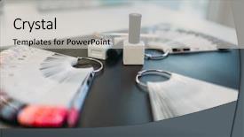  Presentation with sample land administation poster - Slide deck consisting of nail sample fan on black background and a light gray colored foreground