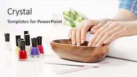  Presentation with nail salon - Presentation theme enhanced with nails beauty - woman in nail salon background and a white colored foreground