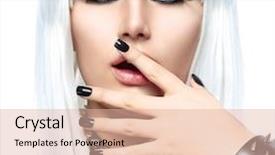  Presentation with black girl - PPT layouts with punk bracelet with chrome stud background and a coral colored foreground