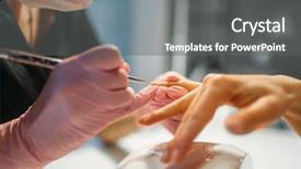  Presentation with beautician - Slide set with nails of female client background and a  colored foreground