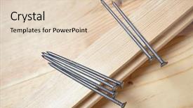  Presentation with nails - Beautiful presentation theme featuring nails on the wood background backdrop and a lemonade colored foreground