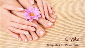  Presentation with flower woman - Amazing presentation design having nails pedicure and manicure backdrop and a lemonade colored foreground