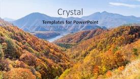  Presentation with fall lake - Colorful presentation design enhanced with nakatsugawa-gorge-from-view-point backdrop and a light blue colored foreground