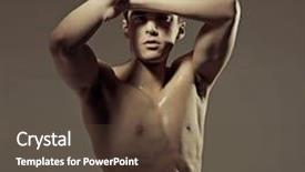  Presentation with body change in aging - PPT layouts consisting of naked athlete with strong body background and a tawny brown colored foreground