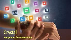  Presentation with labels - Audience pleasing presentation theme consisting of naked female hand with smartwatch backdrop and a  colored foreground