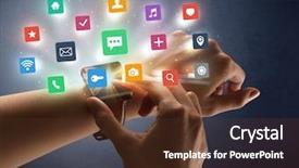  Presentation with labels - Cool new presentation theme with naked female hand with smartwatch backdrop and a  colored foreground